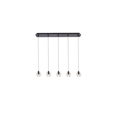 Elegant Lighting Eren 5 Lights Black Pendant, 731178 3505D32BK